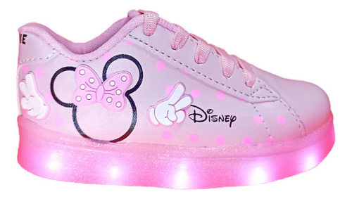 Tenis Niña Minnie Mouse Disney Rosa Luz Led 13 Al 21