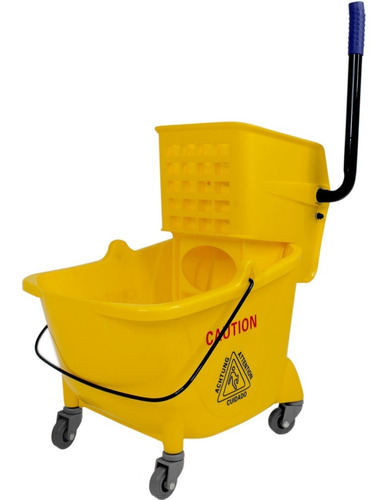 Cubeta Exprimidor Carrito 24 Lt Litros Plastico Ruedas Color Amarillo