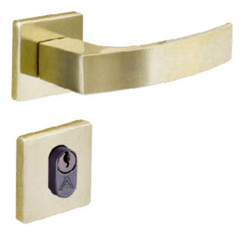 Fechadura Externa Porta Madeira Broca 40mm Aliança Quadrada Cor Bronze Latonado