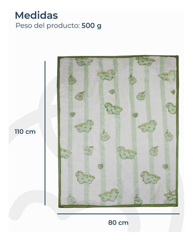 Frazada Ultra Soft Dino 80x110cm Verde Bebesit