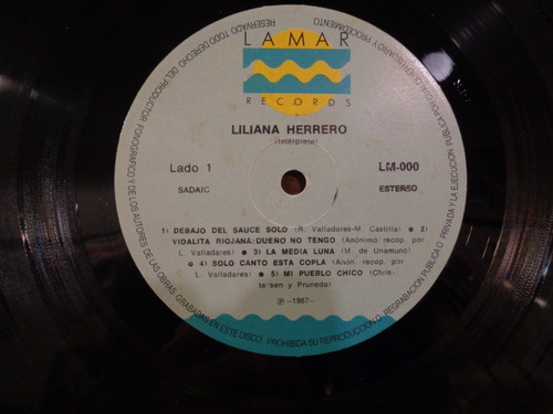 Liliana Herrero 1° Lp Vinilo Sin Tapa Brillante Est F. Paez 