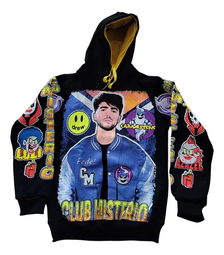 Buzo Club Misterio Capucha Brilla Oscuridad Frisa Premium