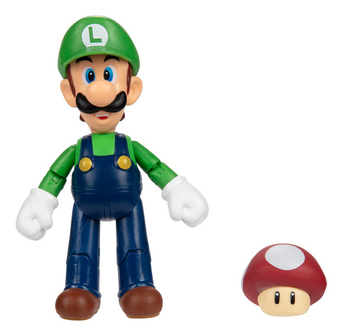 Super Mario Figuras De Accin Luigi De 4 Pulgadas Con Hongo R