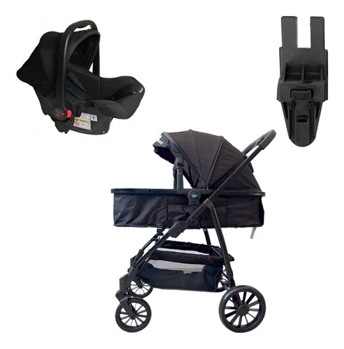 Carrinho Bebê Move Duo Passear Bebê Conforto Nina Adaptador Preto