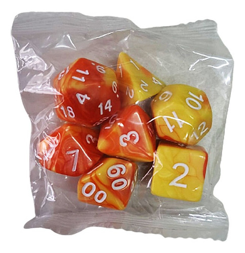 Set De 7 Dados - Amarillo Y Naranja Marmolado