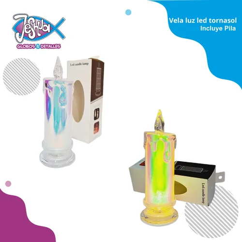 Vela Tornasol Luz Led Con Pilas Navidad X1