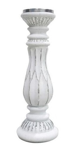 Candelabro De Vidrio Blanco Y Plateado Importado 30 Cms