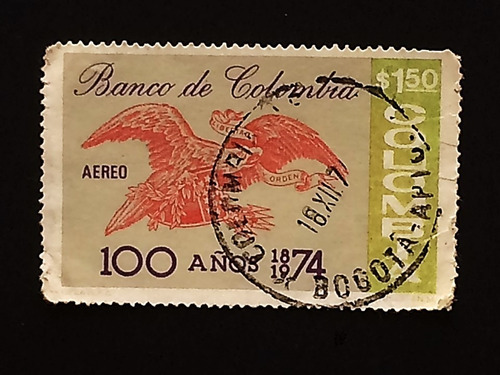 Banco De Colombia 100 Años. Estampilla De Colombia 1974 