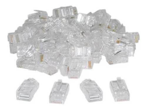 Imagen 3 de 3 de Fichas Plug Rj45 X 100 Unidades Crimpeable P/ Cable Utp Red