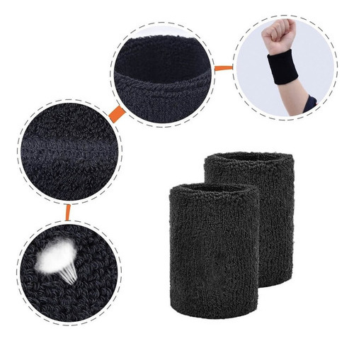. 6 Par Muñequeras Sudor Microfibra Algodon Gym Pulsera