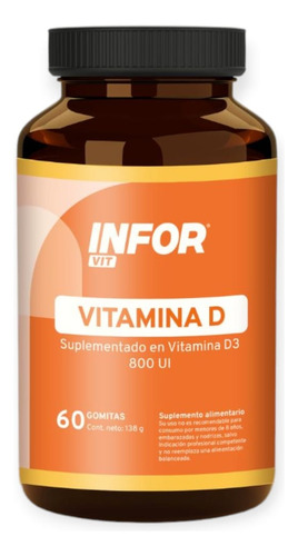 Vitamina D3 800 Ui 60 Gomitas - Infor