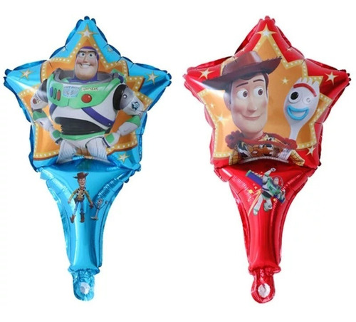 2 Globos Toy Story 4 De Mano Woody Buzz Candy Bar