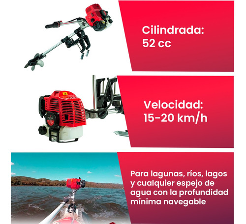 Imagen 3 de 10 de Motor Fuera De Borda Pektra 2t Refrg X Aire 52cc Para Bote!