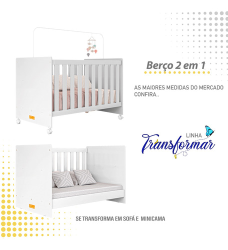 Berço Bebê Americano Bela Grande Com Colchão Impermeável 70