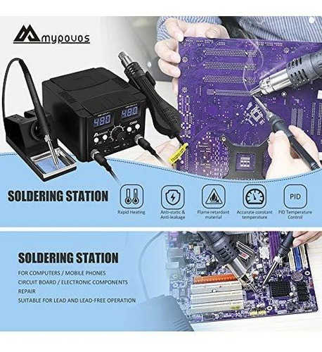 Imagen 2 de 7 de Mypouos 2 En 1 750w Led Estación De Soldadura Digital Estac