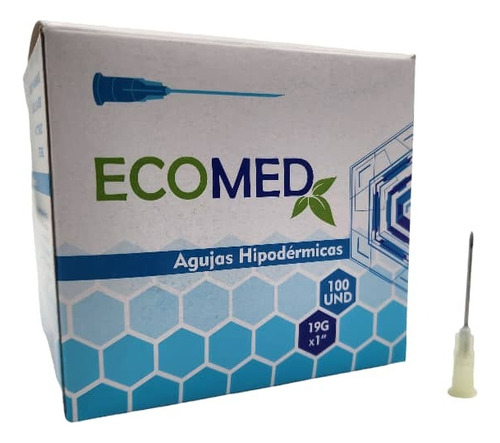 Aguja HiPodérmica 19g X 1    Ecomed. Caja X 100