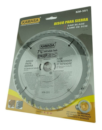 Disco De Sierra Circular 7 1/4 Pulgadas 40 Dientes Kamasa