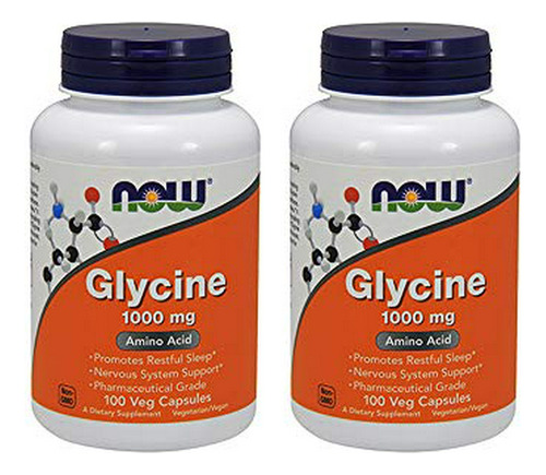 Ahora Alimentos Glicina 1,000 Mg - 100 Vegicapsules 2 Pack.