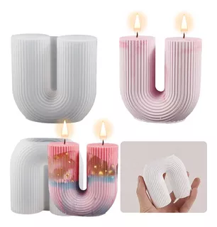 Molde De Silicona Para Velas En Forma De U Rayada