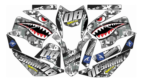 Stickers Para Defender Dinamik 200r  Shark Militar Gris