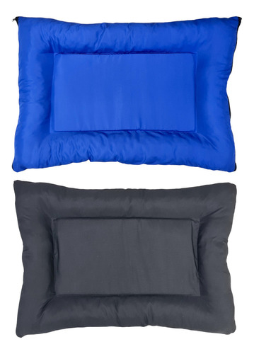 Kit 02 Camas Futon Cachorro Gato Colchão Colchonete P Cor Azul E Preto Desenho Liso