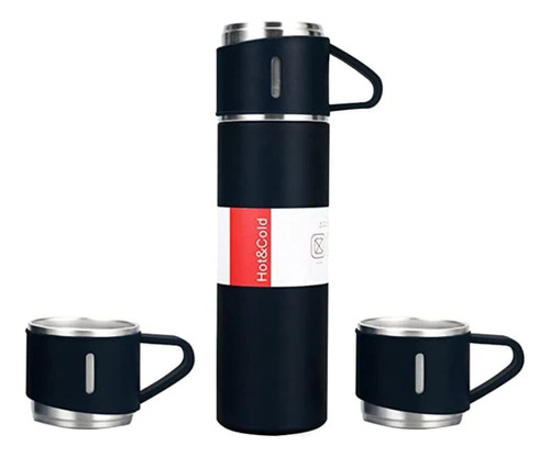 Set De 4 Piezas Termo De Acero Inoxidable + 2 Tazas