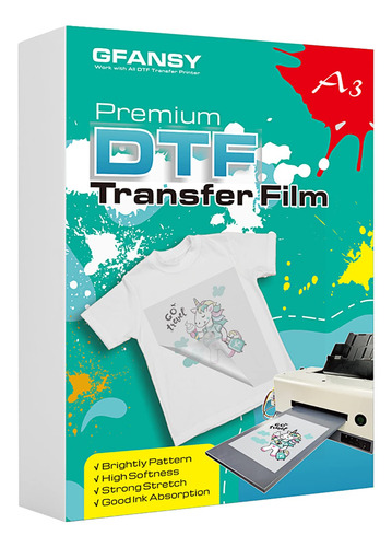 Gfansy Pelicula Transferencia Dtf: Hoja Papel Calor Pet Mate