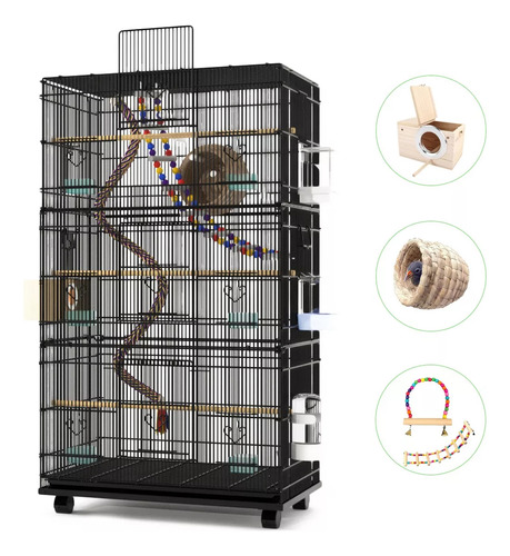 Gaiola Para Pássaros Gaiola Para Calopsita Deluxe Grande Cor Preta