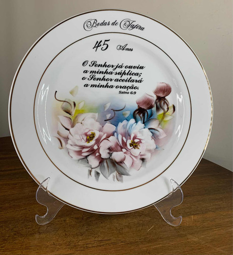 Prato De Louça 25 Cm Bodas De Safira 45 Anos