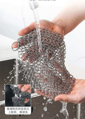 Estropajo Zacate Acero Inoxidable Limpiador Hierro Sarten C5 Plateado