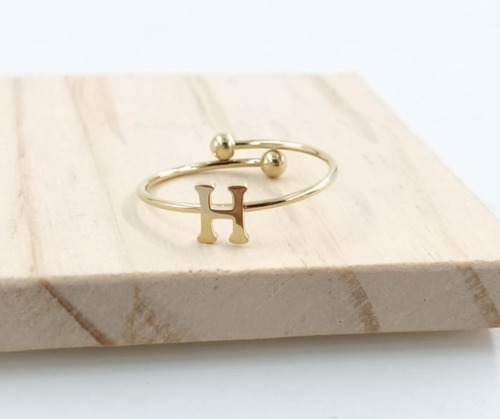 2 Uds De Anillos Con Inicial Acero Inoxidable Vie Or H Ajustable