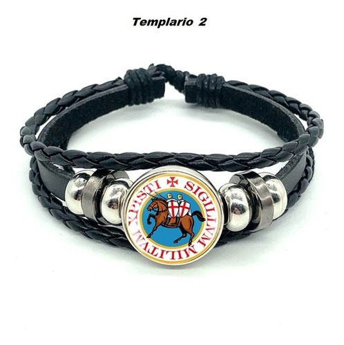 Pulsera Templaria Medieval Cuero Trenzado