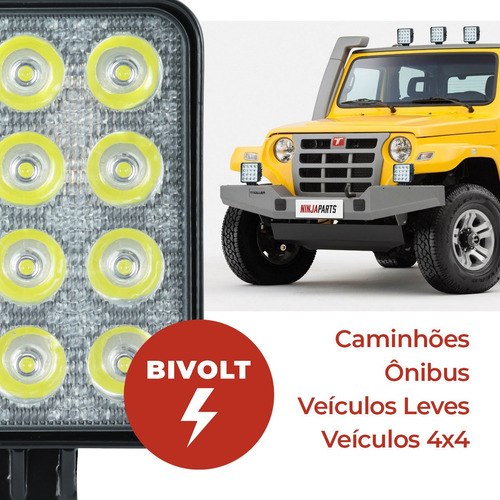 Kit 10 Farol De Milha 48w 16 Led Bivolt Uso Universal 6500k