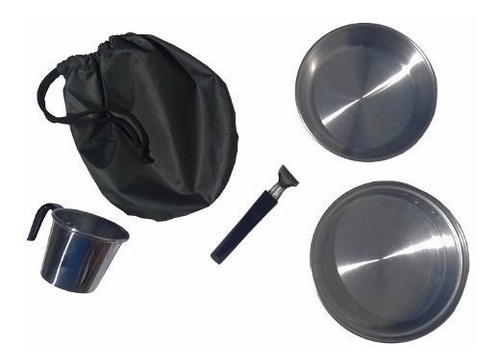 Marmita Camping 1 Persona Brogas Aluminio 5 Piezas Con Funda