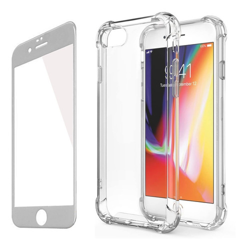 Kit Carcasa Para iPhone 7 8 Antigolpes Slim + Lamina Vidrio