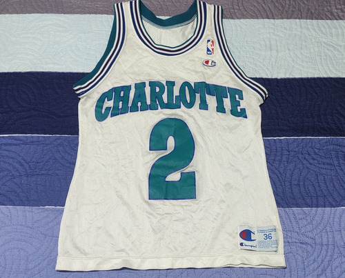 Jersey Charlotte Hornets Champion 1995 Larry Johnson Origina