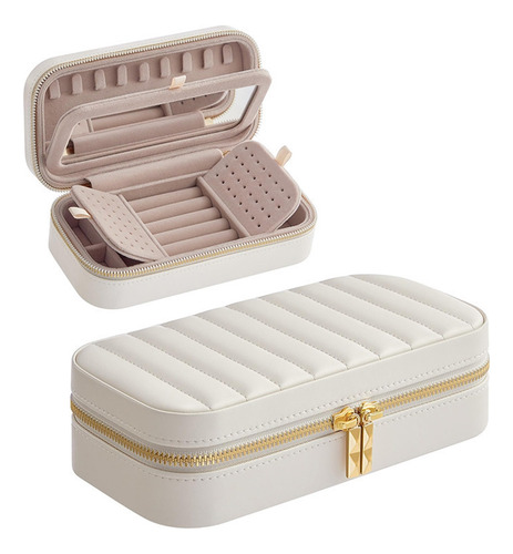 Caja De Almacenamiento De Joyas Portátil Con Espejo