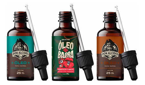 3x Óleo Barba Calico Jack Guaraná Vanilla Coffee Don Alcides Fragrância Kit