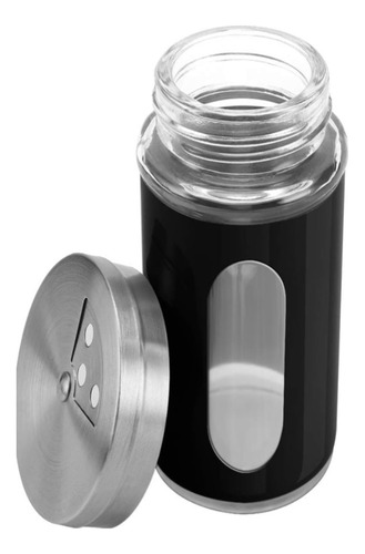 Salero Pimentero Negro Genérico Acero Inoxidable Ajustable
