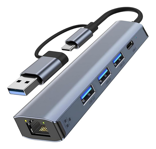 Hub Dock Adaptador Usb-c Usb-a 5 En 2 Compatible Con Mac Pc