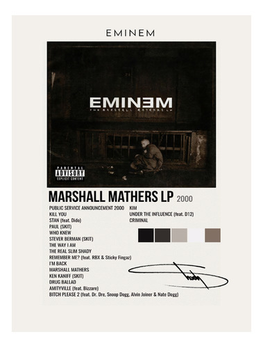 Poster Papel Fotografico Eminem Marshall Mathers Lp 120x80