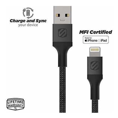 Cable De Carga Lightning Scosche I3b1sg-sp, 1ft, Negro
