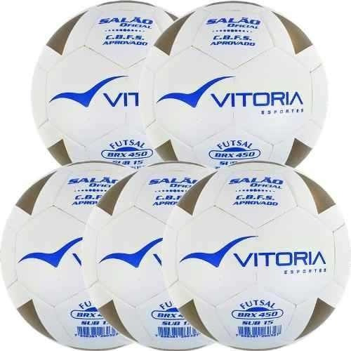 Kit 5 Bolas Futsal Vitoria Brx Max 450 Sub 15 (13/15 Anos) Cor Branco