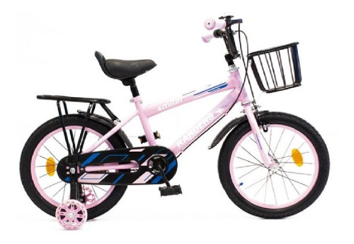 Imagen 1 de 10 de Bicicleta Infantil Con Canasto Rodado 16 Color Rosa Mg