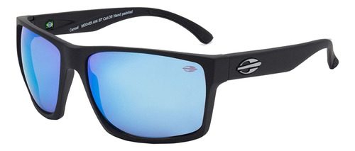 Óculos De Sol Mormaii Carmel Preto Fosco Lente Revo Azul