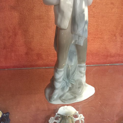 Estatuilla De Porcelana Antigua Lladro Figura Pastor C Cabra Celeste Blanco Marrón Claro (Usado)
