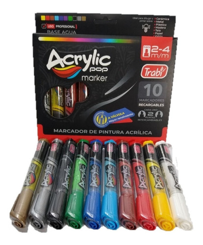 Marcador Trabi Acrylic Pop Tinta Acrilica Al Agua Color X10