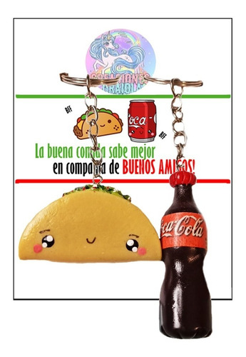 Dúos Taco Y Coca,collares O Llaveros Para Parejas/amigas