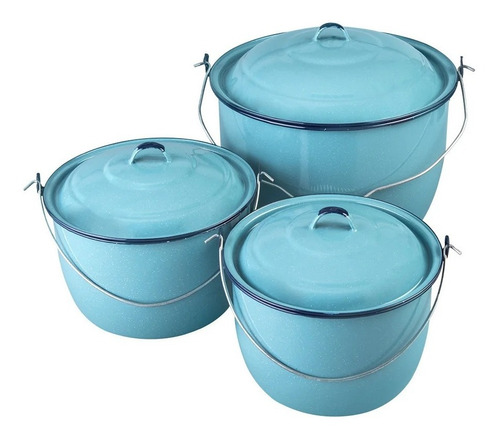 Imagen 3 de 5 de Formación De Ollas Color Azul Con Parilla 7 Piezas Cinsa