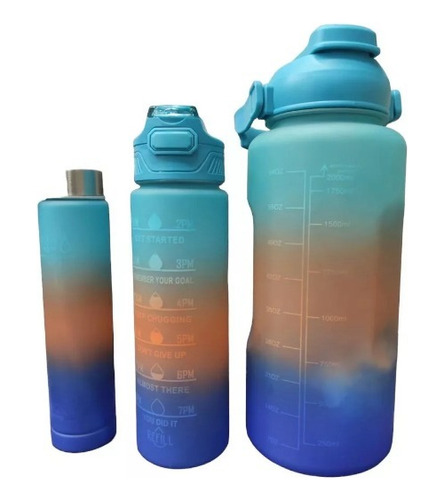 Botella Motivacional De Agua 3 Unidades Set X3 Termo Botilo